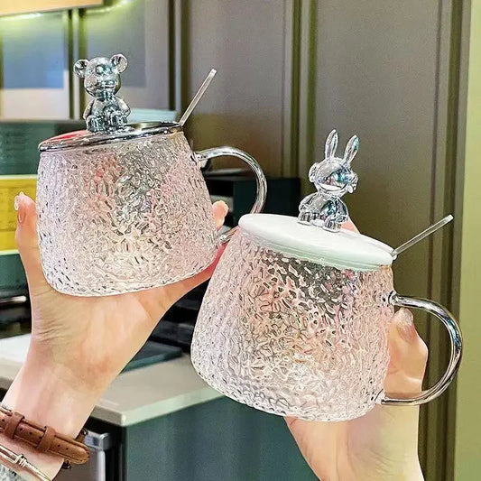مج شفاف على شكل دب صغير، سكرية خارجية.