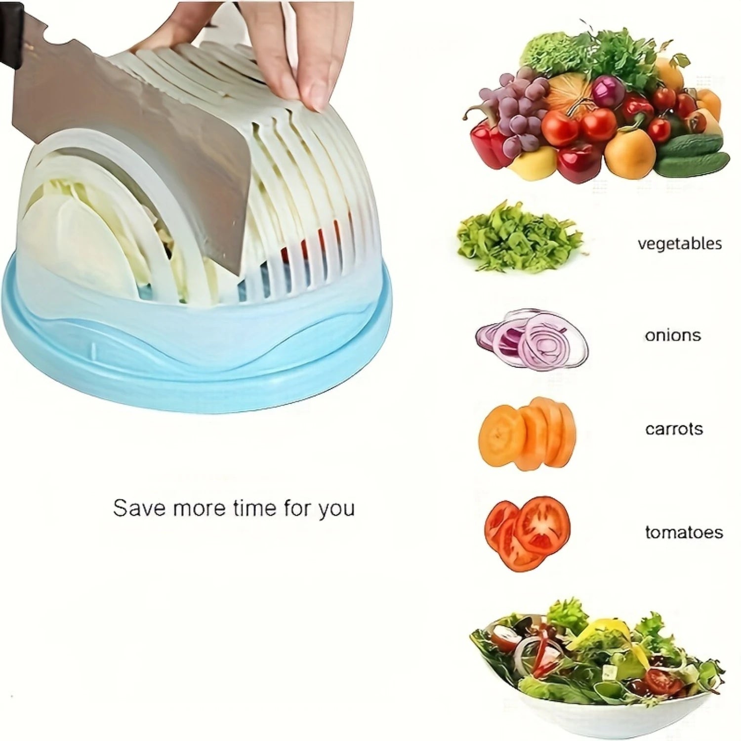 Vegetable Cutter Bowl Salad Chopping Bowl Salad Making Bowl for Chopping Vegetables & Fruits Slicing Salads and Fr - Star El Helal