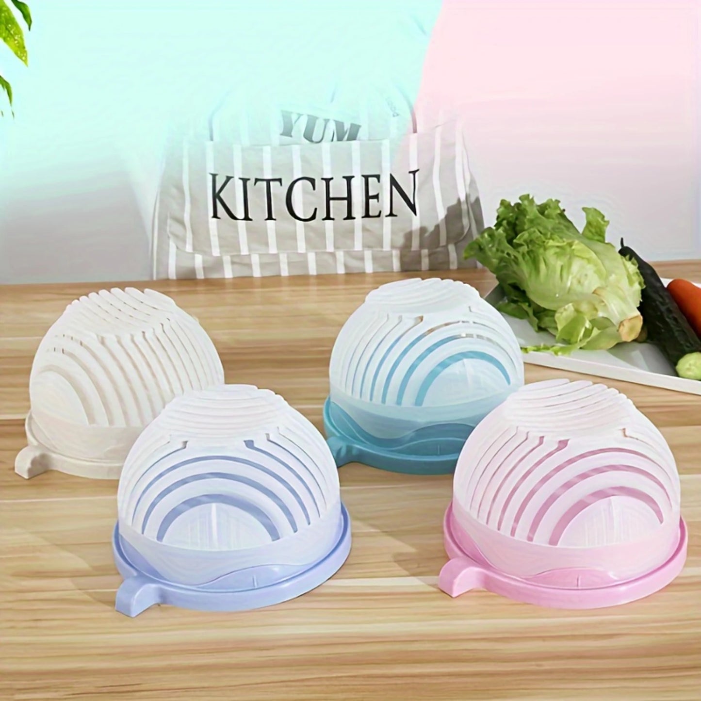 Vegetable Cutter Bowl Salad Chopping Bowl Salad Making Bowl for Chopping Vegetables & Fruits Slicing Salads and Fr - Star El Helal