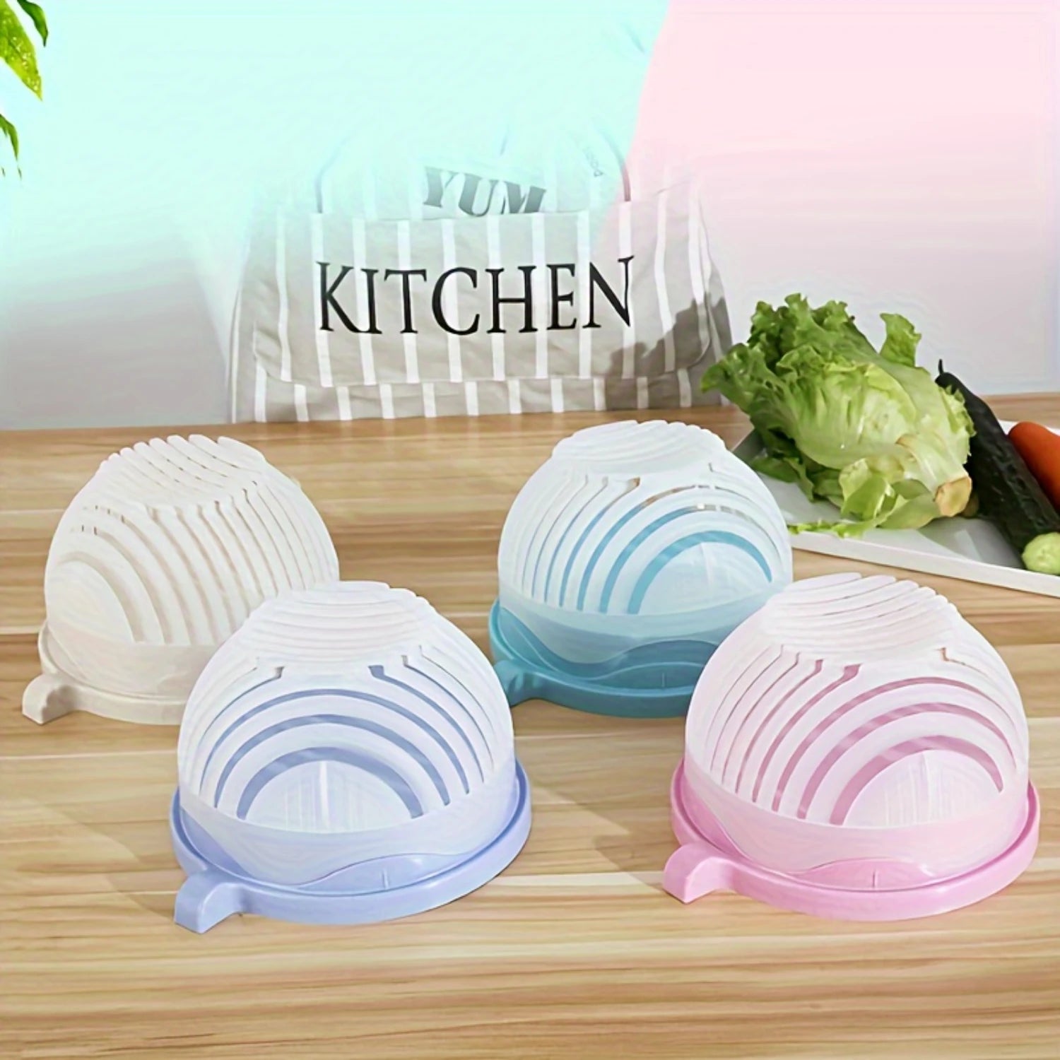 Vegetable Cutter Bowl Salad Chopping Bowl Salad Making Bowl for Chopping Vegetables & Fruits Slicing Salads and Fr - Star El Helal