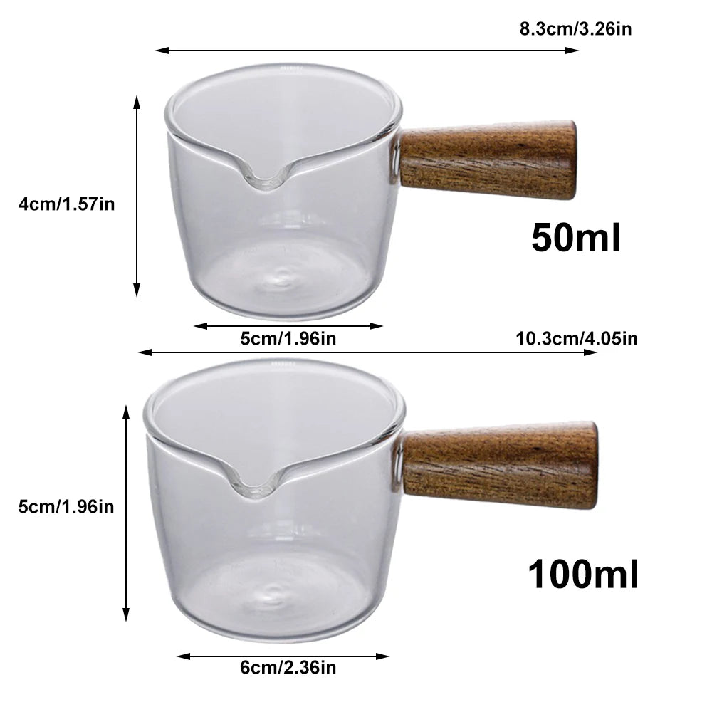 Wood Handle Glass Espresso Measuring - Star El Helal