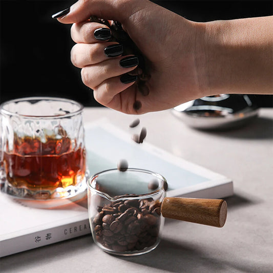 Wood Handle Glass Espresso Measuring - Star El Helal