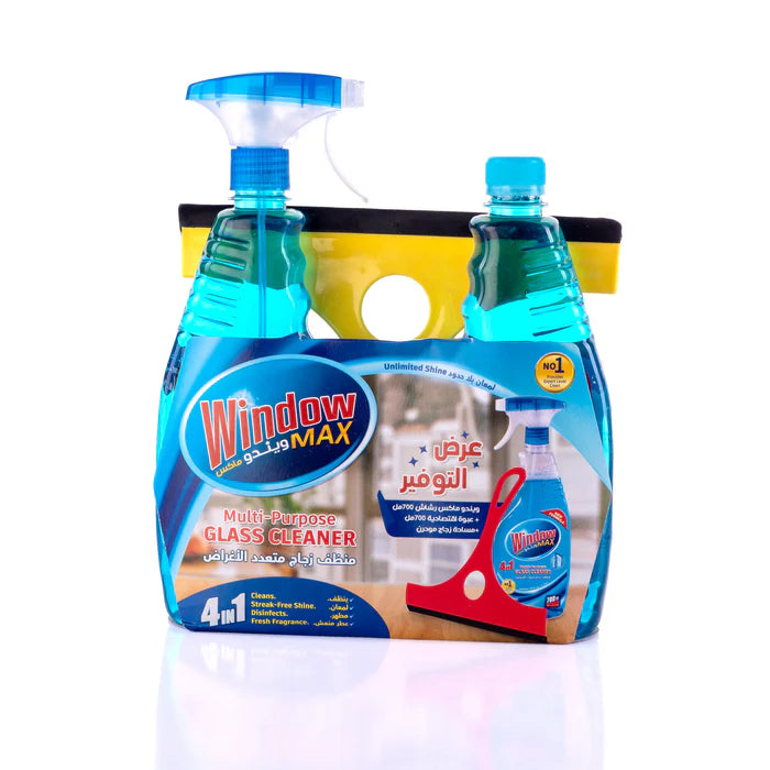 Window Max Glass Cleaner 700ml - Special Offer Glass squeegee + Spray Bottle + Economical - Star El Helal